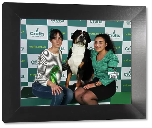 Sorignet Stephanie and Tansi Ylane from France with Mook, a Great Swiss Mountain Dog, which was the Best of Breed winner today (Friday 10. 03. 23), the second day of Crufts 2023, at the NEC Birmingham