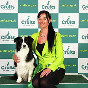 Timea Solyom from Hungary with Lenor, a Border Collie, which was the Best of Breed winner today (Friday 10. 03. 23), the second day of Crufts 2023, at the NEC Birmingham