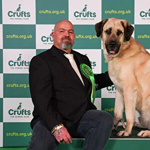 Wilken Thomas from Germany with Werner, a Turkish Kangal Dog, which was the Best of Breed winner today (Friday 10. 03. 23), the second day of Crufts 2023, at the NEC Birmingham