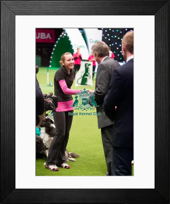 Framed Print : KC Novice Agility Large Winner Helen Anderson with Delanor Dark Agent