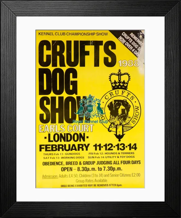 Framed Print : Crufts Dog Show poster 1988 Framed Print : Crufts Dog Show poster 1988
