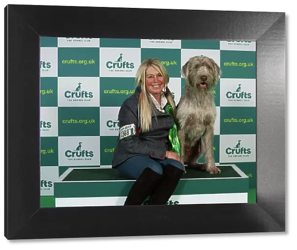 Lynda Adams, from Warwick with Jakob, a Slovakian Rough Haired Pointer, which was the Best of Breed winner today (Thursday 09. 03. 23), the first day of Crufts 2023, at the NEC Birmingham