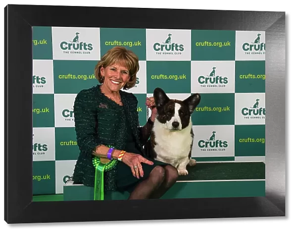 Sherri Hunt from Houston with Noah, a Welsh Corgi (Cardigan), which was the Best of Breed winner today (Friday 10. 03. 23), the second day of Crufts 2023, at the NEC Birmingham