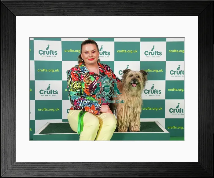 Framed Print : Kate Robson from North Yorkshire with Hera, a Pyrenean Sheepdog (Long Haired), which was the Best of Breed winner today (Friday 10. 03. 23), the second day of Crufts 2023, at the NEC Birmingham Framed Print : Kate Robson from North Yorkshire with Hera, a Pyrenean Sheepdog (Long Haired), which was the Best of Breed winner today (Friday 10. 03. 23), the second day of Crufts 2023, at the NEC Birmingham