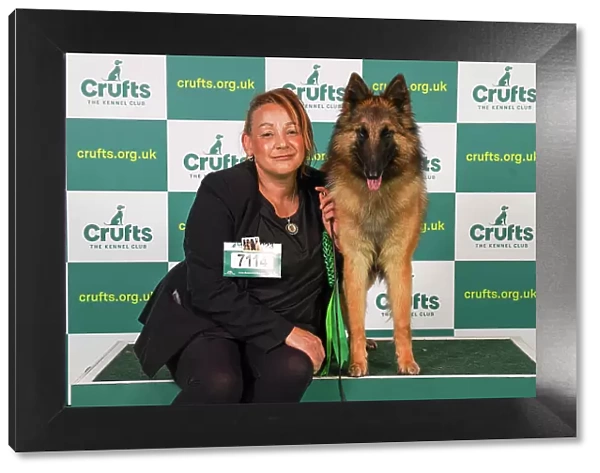 Evette McDonald from Harrow with Sugar, a Belgian Shepherd Dog (Tervueren), which was the Best of Breed winner today (Friday 10. 03. 23), the second day of Crufts 2023, at the NEC Birmingham