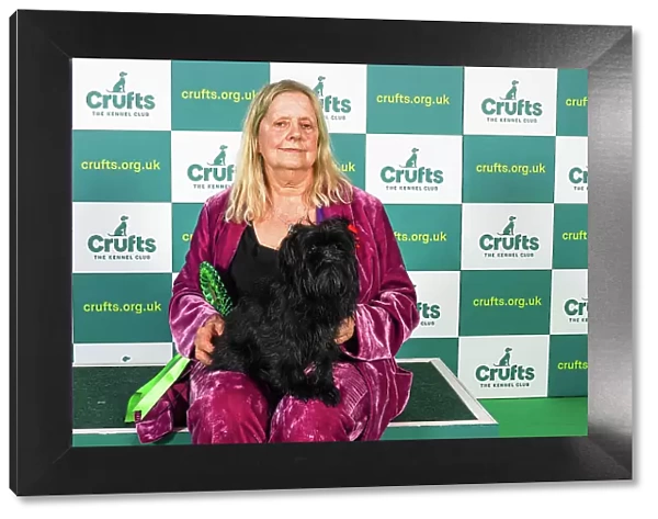 Delia Shepherd from Lower Kingsdown, with Fleaurs, a Affenpinscher, which was the Best of Breed winner today (Sunday 12. 03. 23), the last day of Crufts 2023, at the NEC Birmingham