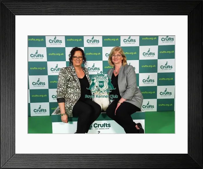 Framed Print : Sharon Walton and Tamara Wallbridge from Cornwall, with Moose a Bichon Frise, which was the Best of Breed winner today (Sunday 12. 03. 23), the last day of Crufts 2023, at the NEC Birmingham Framed Print : Sharon Walton and Tamara Wallbridge from Cornwall, with Moose a Bichon Frise, which was the Best of Breed winner today (Sunday 12. 03. 23), the last day of Crufts 2023, at the NEC Birmingham