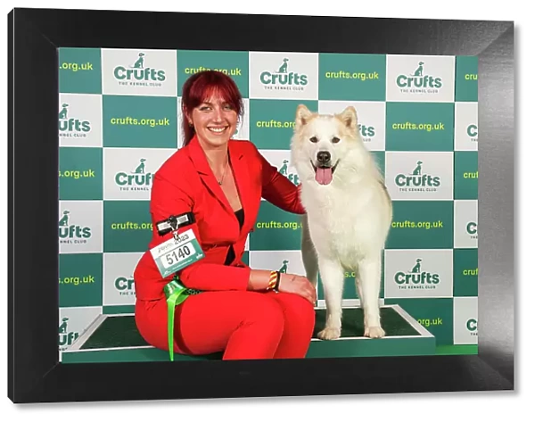 Yasmin Needham from Leicestershire with Nova, a Canadian Eskimo Dog, which was the Best of Breed winner today (Friday 10. 03. 23), the second day of Crufts 2023, at the NEC Birmingham