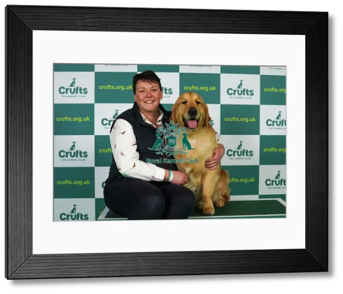 Framed Print : Katherina Savage from Wexford with Killian, a Golden Retriever, which was the Best of Breed winner today (Thursday 09. 03. 23), the first day of Crufts 2023, at the NEC Birmingham Framed Print : Katherina Savage from Wexford with Killian, a Golden Retriever, which was the Best of Breed winner today (Thursday 09. 03. 23), the first day of Crufts 2023, at the NEC Birmingham