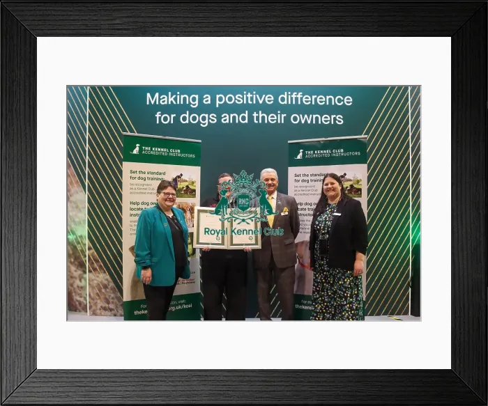 Framed Print : Lillie Abbot receiving her KCAI certificate for the Kennel Club Accredited Training Scheme with Paul Rawlings, Helen Kerfoot and Angela White, KCAI Vice Chair Framed Print : Lillie Abbot receiving her KCAI certificate for the Kennel Club Accredited Training Scheme with Paul Rawlings, Helen Kerfoot and Angela White, KCAI Vice Chair