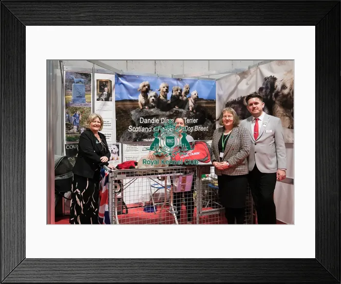 Framed Print : The Caledonian Dandie Dinmont Terrier Club being awarded the Best Discover Dogs Stand for the Terrier Group at Crufts on Sunday 10th March 2024 by Alison Scutcher, Nicky Ackerley-Kemp (Directors at The Kennel Club) and Ricky Furnell from Royal Canin Framed Print : The Caledonian Dandie Dinmont Terrier Club being awarded the Best Discover Dogs Stand for the Terrier Group at Crufts on Sunday 10th March 2024 by Alison Scutcher, Nicky Ackerley-Kemp (Directors at The Kennel Club) and Ricky Furnell from Royal Canin