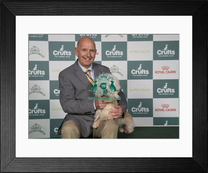 Framed Print : Geoff Corish, from Somerset, with Sunny Framed Print : Geoff Corish, from Somerset, with Sunny