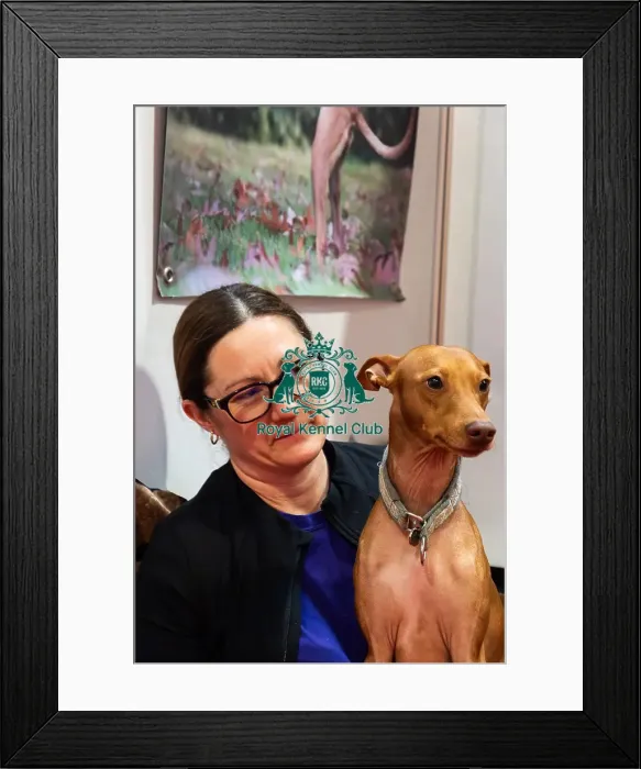 Framed Print : Kyro The Cireco dell'Etna With Owner Caroline Discover Dogs Kyro The Cireco dell'Etna With Owner Caroline Discover Dogs