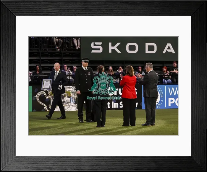Framed Print : Winner of the Police Dog Team Operational & humanitarian Action of the Year Award Toby Spires with Tsar