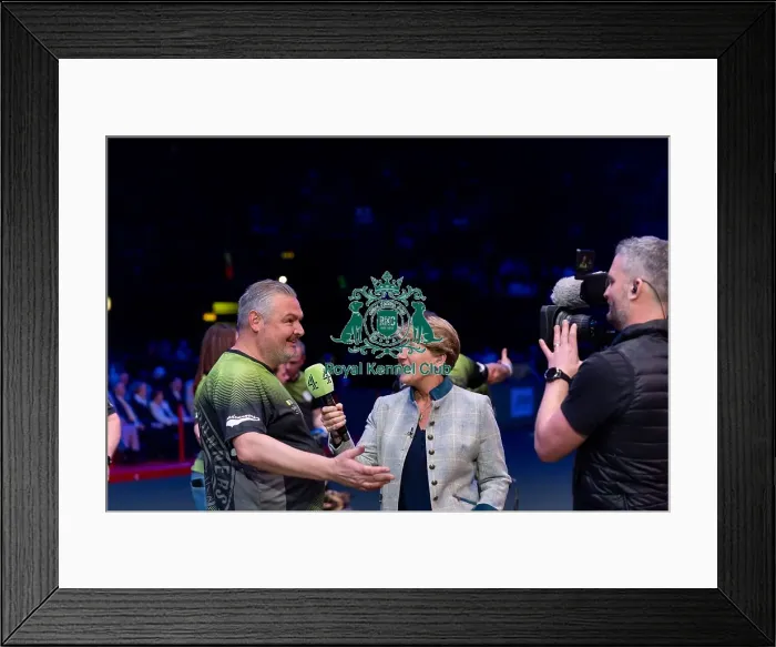 Framed Print : Channel 4 presenter Clare Balding with Raodrunners Beep Beep team winners of the Flyball Final Framed Print : Channel 4 presenter Clare Balding with Raodrunners Beep Beep team winners of the Flyball Final
