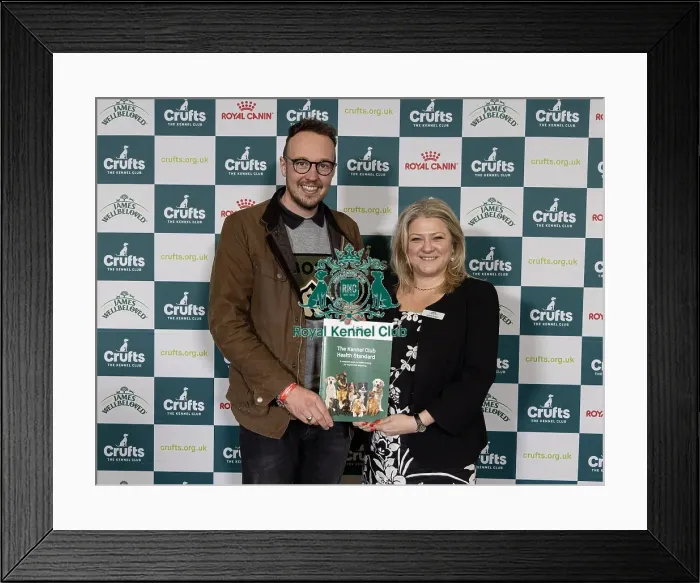 Framed Print : MP Adam Dance pictured with Jannine Edgar CEO Kennel Club today (Saturday 08 / 03 / 25)