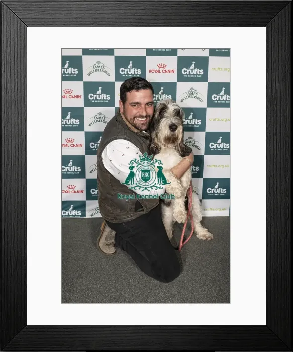 Framed Print : Reality star Caspar Todd, from MAFS UK (Married At First Sight) with his dog Bridget