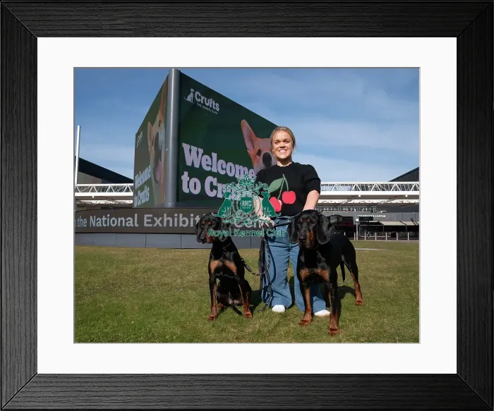 Framed Print : Paralympian Ellie Simmonds OBE with Polish Hunting Dogs Bojar and Pippa at the launch of Crufts 2025 Framed Print : Paralympian Ellie Simmonds OBE with Polish Hunting Dogs Bojar and Pippa at the launch of Crufts 2025