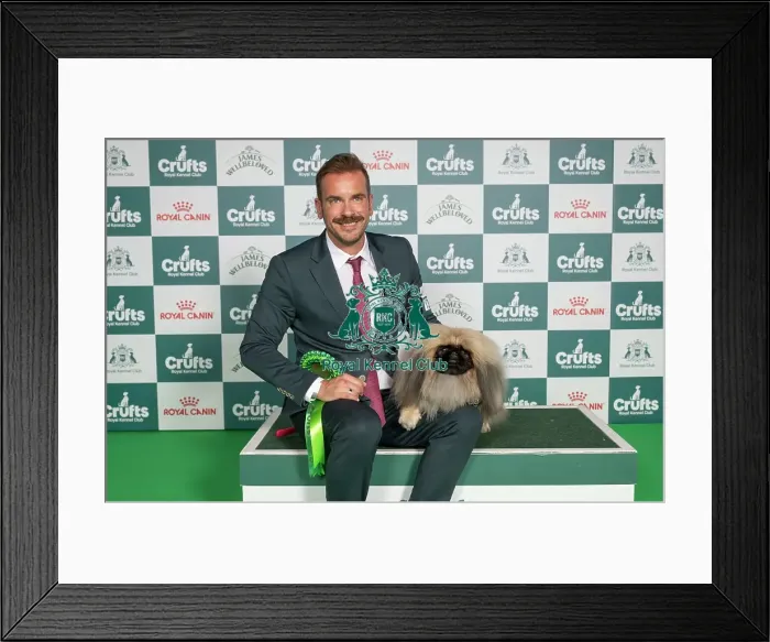 Framed Print : Ezquiel frm Spain, with Vito, a Pekingese Framed Print : Ezquiel frm Spain, with Vito, a Pekingese
