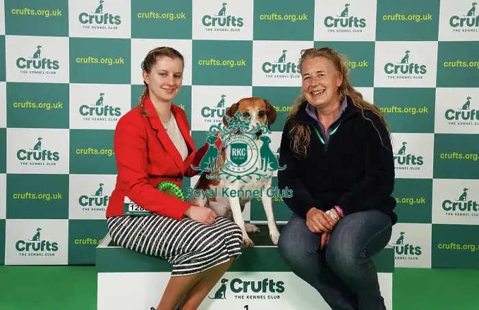 Framed Print : Alysha Branchflower and Charlotte Farrar from Bridgewater with Havoc, a Harrier, which was the Best of Breed winner today (Saturday 11. 03. 23), the third day of Crufts 2023, at the NEC Birmingham Framed Print : Alysha Branchflower and Charlotte Farrar from Bridgewater with Havoc, a Harrier, which was the Best of Breed winner today (Saturday 11. 03. 23), the third day of Crufts 2023, at the NEC Birmingham