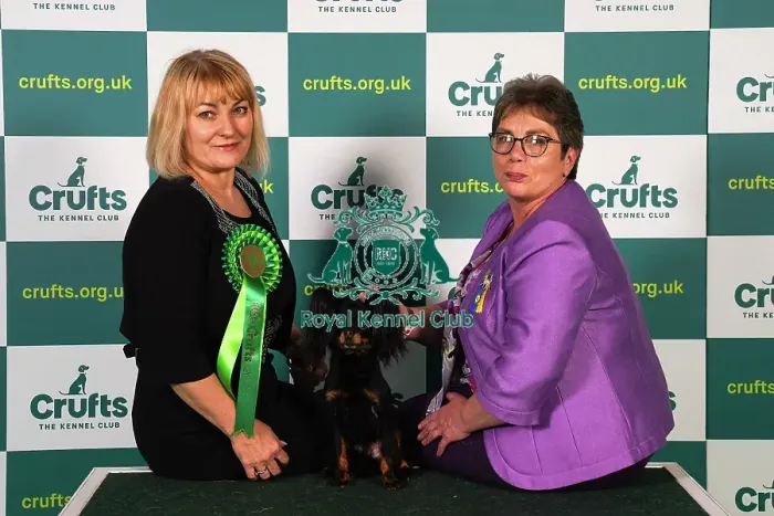 Framed Print : Amanda Orchard and Iveta Holyland from Romsey, with Pride, a Russian Toy, which was the Best of Breed winner today (Sunday 12. 03. 23), the last day of Crufts 2023, at the NEC Birmingham Framed Print : Amanda Orchard and Iveta Holyland from Romsey, with Pride, a Russian Toy, which was the Best of Breed winner today (Sunday 12. 03. 23), the last day of Crufts 2023, at the NEC Birmingham