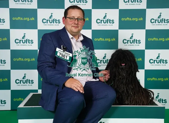Framed Print : Andrew Henshaw from Northampton with Trixie, a Hungarian Puli, which was the Best of Breed winner today (Friday 10. 03. 23), the second day of Crufts 2023, at the NEC Birmingham Framed Print : Andrew Henshaw from Northampton with Trixie, a Hungarian Puli, which was the Best of Breed winner today (Friday 10. 03. 23), the second day of Crufts 2023, at the NEC Birmingham