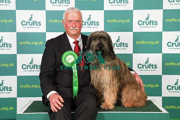 Brian Harper from Canada with Pacco, a Catalan Sheepdog, which was the Best of Breed winner today (Friday 10. 03. 23), the second day of Crufts 2023, at the NEC Birmingham