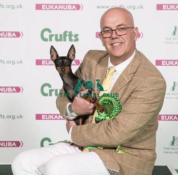 Crufts 2017. Nick Gourley from Belpher with Coco a English Toy Terrier 