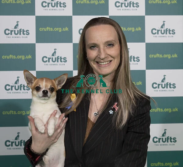 Crufts 2022. Mary-Kate Mann and Stan Best of Breed winner Chihuahua 