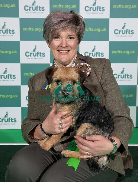 Crufts 2022. Sian McKay and Nessa, a Border Terrier