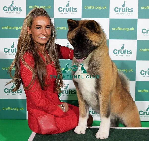 Crufts 2022. Faye Bevis and Twinny, Akita Best of Breed winner at Crufts
