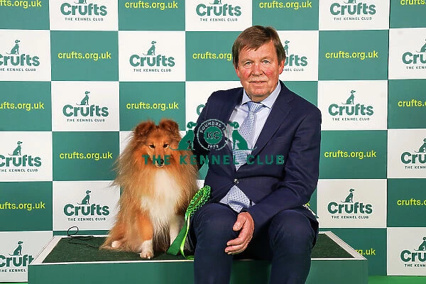 Finn Helge Olsen from Norway with Nicholas, Shetland Sheepdog, which was the Best of Breed winner today (Friday 10. 03. 23), the second day of Crufts 2023, at the NEC Birmingham
