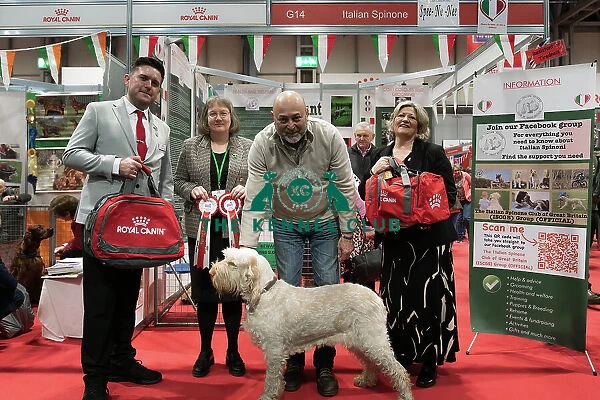 The Italian Spinone Club being awarded the Best Discover Dogs Stand for the Gundog Group and the Overall Runner Up at Crufts on Sunday 10th March 2024 by Alison Scutcher