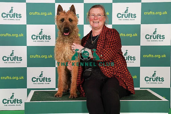 Jackie Snook from Whitwick with Leffe, a Belgian Shepherd Dog (Laekenois), which was the Best of Breed winner today (Friday 10. 03. 23), the second day of Crufts 2023, at the NEC Birmingham