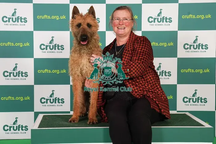 Framed Print : Jackie Snook from Whitwick with Leffe, a Belgian Shepherd Dog (Laekenois), which was the Best of Breed winner today (Friday 10. 03. 23), the second day of Crufts 2023, at the NEC Birmingham