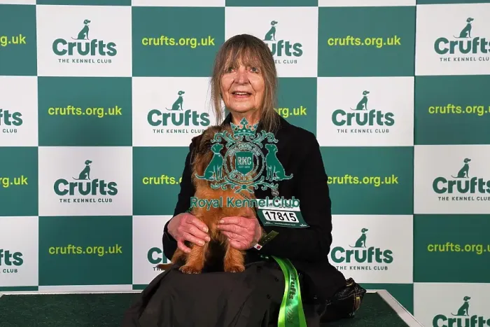 Framed Print : Joan Martyn, from Stockbridge, with Arthur, a Griffon Bruxellois, which was the Best of Breed winner today (Sunday 12. 03. 23), the last day of Crufts 2023, at the NEC Birmingham Framed Print : Joan Martyn, from Stockbridge, with Arthur, a Griffon Bruxellois, which was the Best of Breed winner today (Sunday 12. 03. 23), the last day of Crufts 2023, at the NEC Birmingham