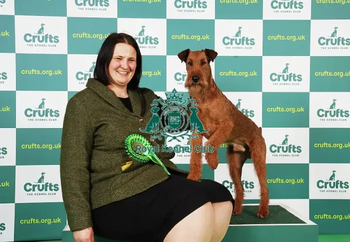 Framed Print : Karolin Schmidt from Germany with Dante, an Irish Terrier, which was the Best of Breed winner today (Saturday 11. 03. 23), the third day of Crufts 2023, at the NEC Birmingham Framed Print : Karolin Schmidt from Germany with Dante, an Irish Terrier, which was the Best of Breed winner today (Saturday 11. 03. 23), the third day of Crufts 2023, at the NEC Birmingham