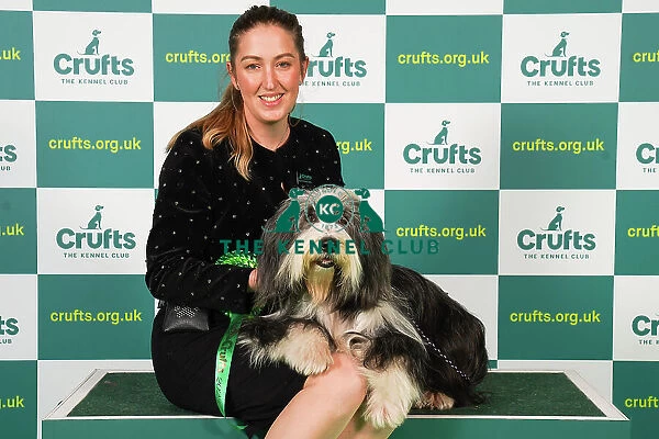 Matilda Sandberg from Sweden with Amira, a Bearded Collie, which was the Best of Breed winner today (Friday 10. 03. 23), the second day of Crufts 2023, at the NEC Birmingham