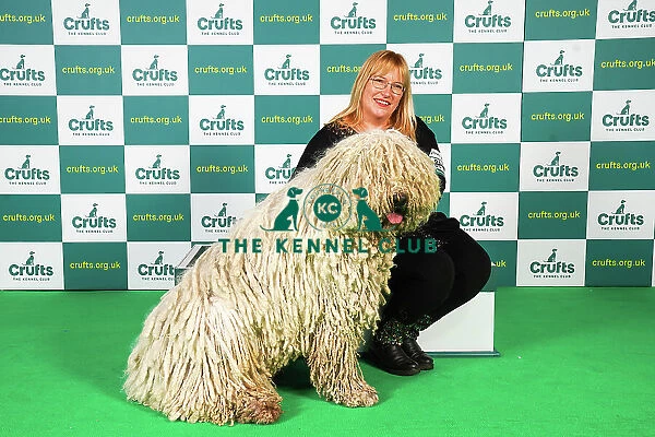 Melinda Talpai from Hungary with Bandita, a Komondor, which was the Best of Breed winner today (Friday 10. 03. 23), the second day of Crufts 2023, at the NEC Birmingham