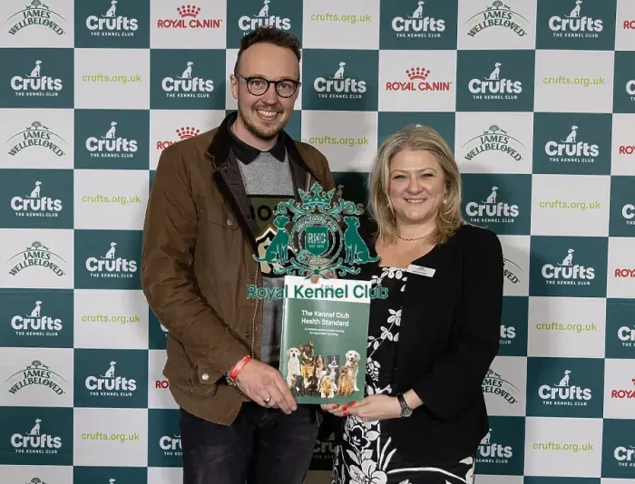 Framed Print : MP Adam Dance pictured with Jannine Edgar CEO Kennel Club today (Saturday 08 / 03 / 25)