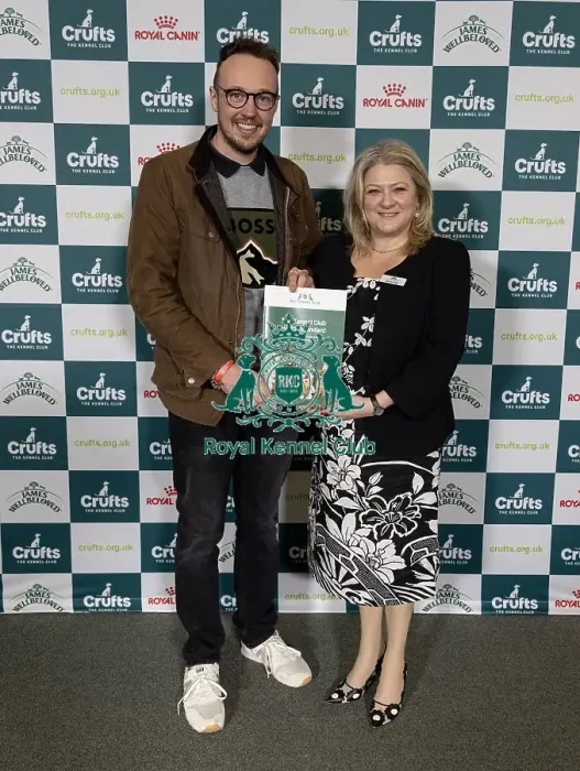 Framed Print : MP Adam Dance pictured with Jannine Edgar CEO Kennel Club today (Saturday 08 / 03 / 25)