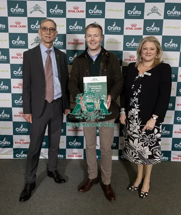 Framed Print : MP Bradley Thomas pictured with Jannine Edgar CEO Kennel Club & Kennel Club Director Ian Seath today (Saturday 08 / 03 / 25)