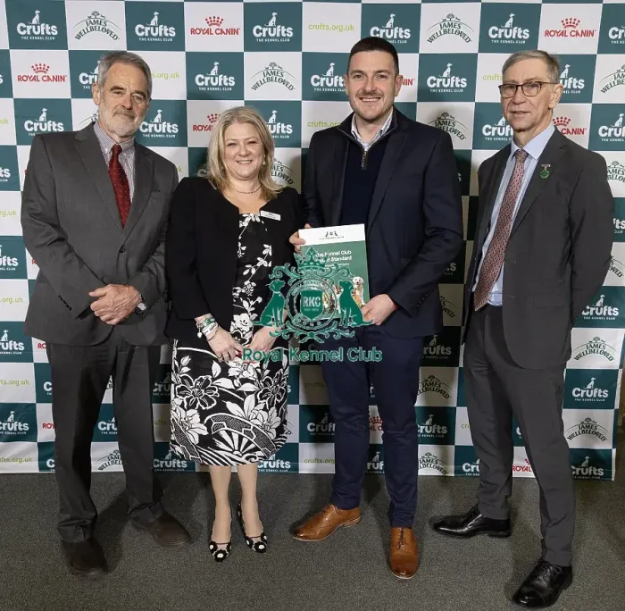 Framed Print : MS James Evans pictured with Jannine Edgar CEO Kennel Club Nick Blayney & Kennel Club Director Ian Seath today Framed Print : MS James Evans pictured with Jannine Edgar CEO Kennel Club Nick Blayney & Kennel Club Director Ian Seath today