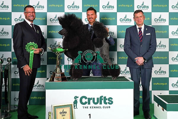Philip Langdon from Bristol with Jake, a Philip Langdon, who won the coveted title of Best in Show today (Sunday 12. 03. 23), the final day of Crufts 2023, at the NEC Birmingham