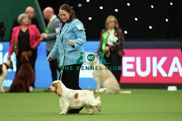Rebecca Govik and Theres Johansson from Sweden with Barra, a Cocker Spaniel, which was the Best of Breed winner today (Thursday 09. 03. 23), the first day of Crufts 2023, at the NEC Birmingham