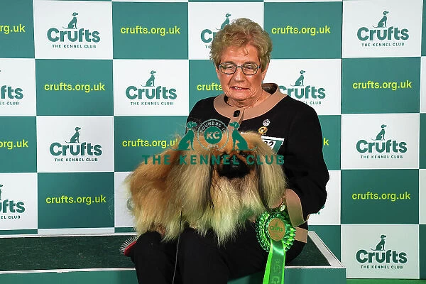 Sergio Amien from Spain, with Connon, a Yorkshire Terrier, which was the Best of Breed winner today (Sunday 12. 03. 23), the last day of Crufts 2023, at the NEC Birmingham