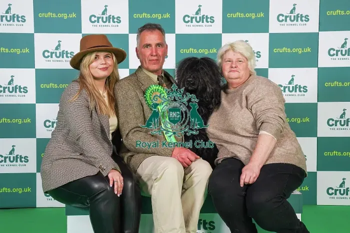 Framed Print : Shaun, Kelsey and Donna Dring from Wisbech with Creed, a Portuguese Water Dog, which was the Best of Breed winner today (Friday 10. 03. 23), the second day of Crufts 2023, at the NEC Birmingham Framed Print : Shaun, Kelsey and Donna Dring from Wisbech with Creed, a Portuguese Water Dog, which was the Best of Breed winner today (Friday 10. 03. 23), the second day of Crufts 2023, at the NEC Birmingham