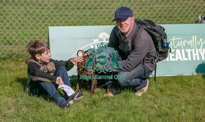 Framed Print : Sponsor Name James Wellbeloved, Sunday 15th September 2024, Kennel Club Logo / Branding, Kent, General Ring Pictures, Scruffts Family Crossbreed Of The Year Competition, Crossbreed Competition, Detling Showground