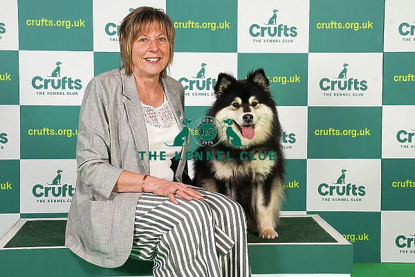Toni Jackson from Surrey with Mera, a Finnish Lapphund, which was the Best of Breed winner today (Friday 10. 03. 23), the second day of Crufts 2023, at the NEC Birmingham