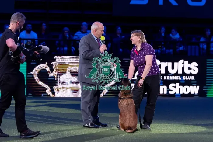 Framed Print : Winner of the Kennel Club Hero Dog Award Mandy Chapman with Baloo